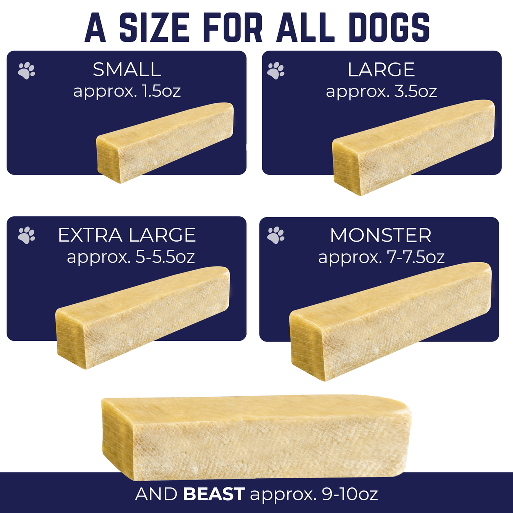 yak chews size guide