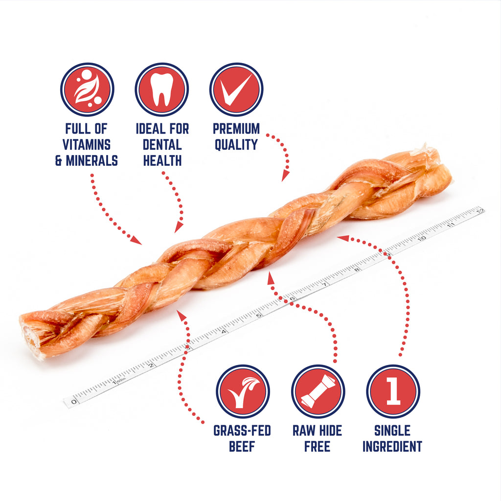 12" Braided Bully Stick - 3pk